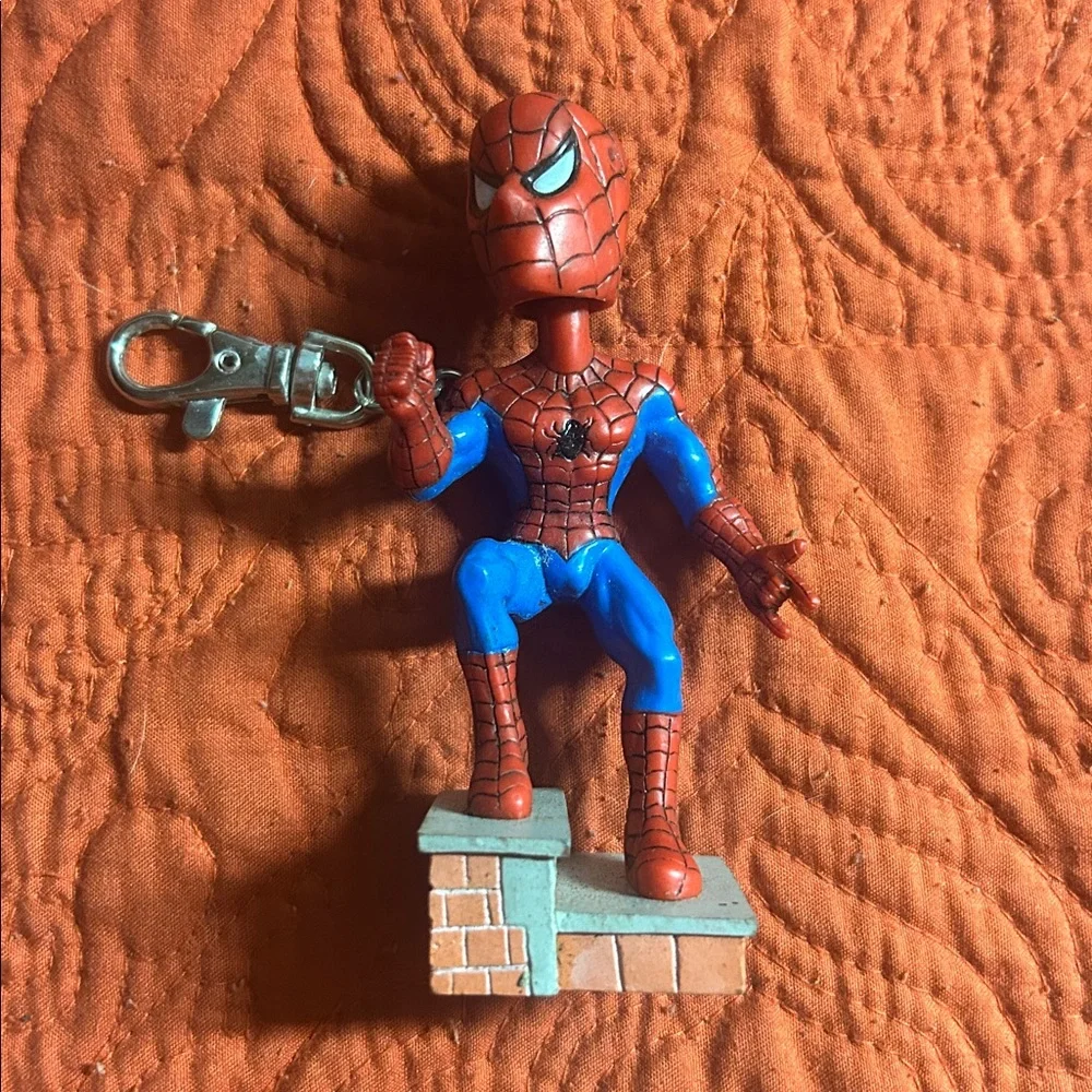 Spider-Man Bobblehead Figure Keychain - Red and Blue 2004 Vintage Keychain‎